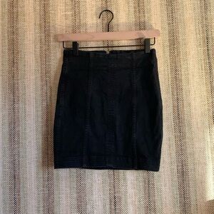 Free People Black Denim Mini Skirt Size 2 Zip Small Women Bottoms Boho